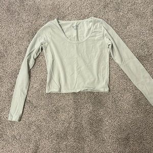 ONE SIZE FITS ALL mint green scoop neck long sleeve